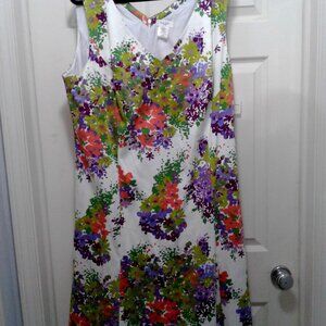 Kate Hill Floral Dress - White, Purple, Green, Orange